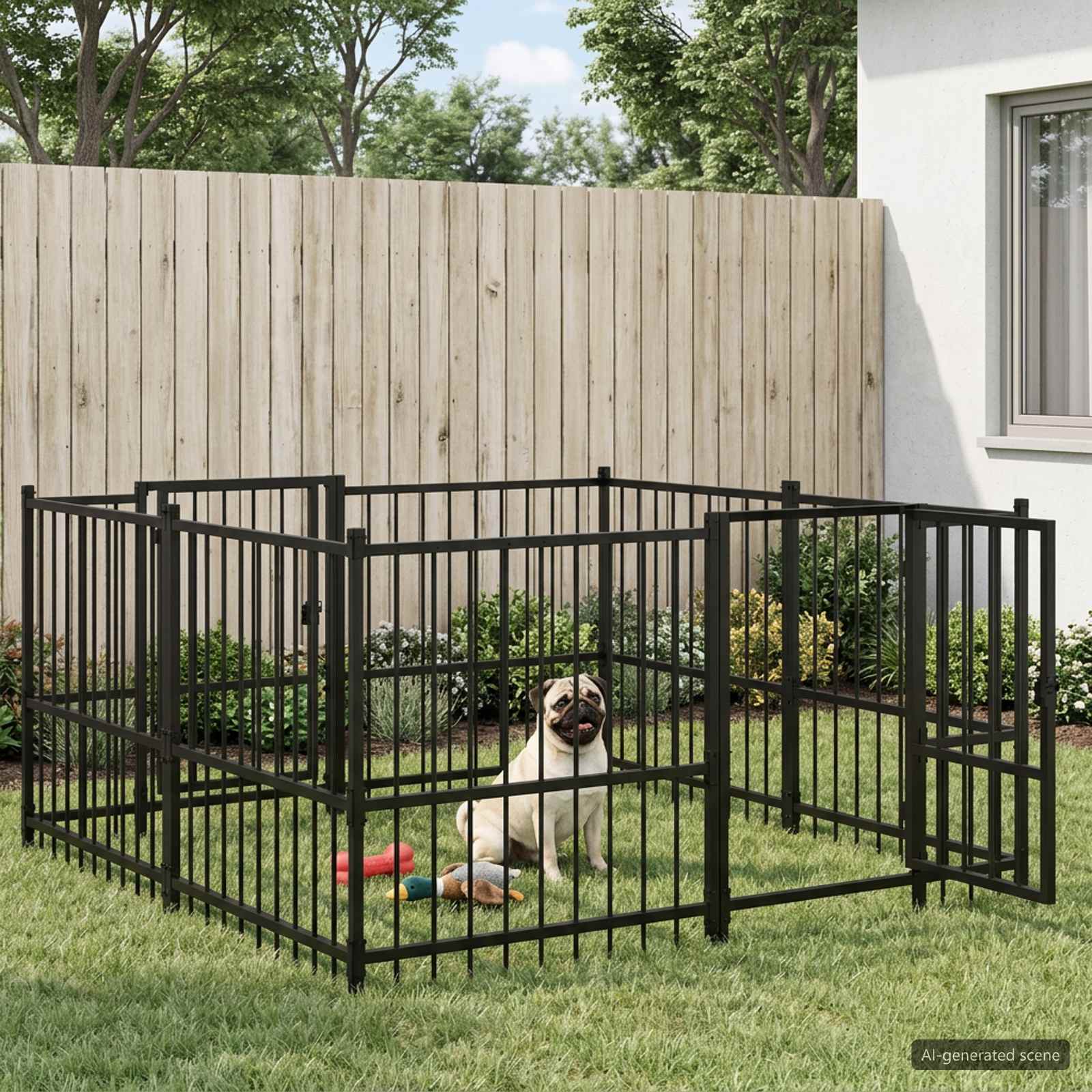 Utomhus Hund Playpen Svart 192 x 192 x 100 cm Stål