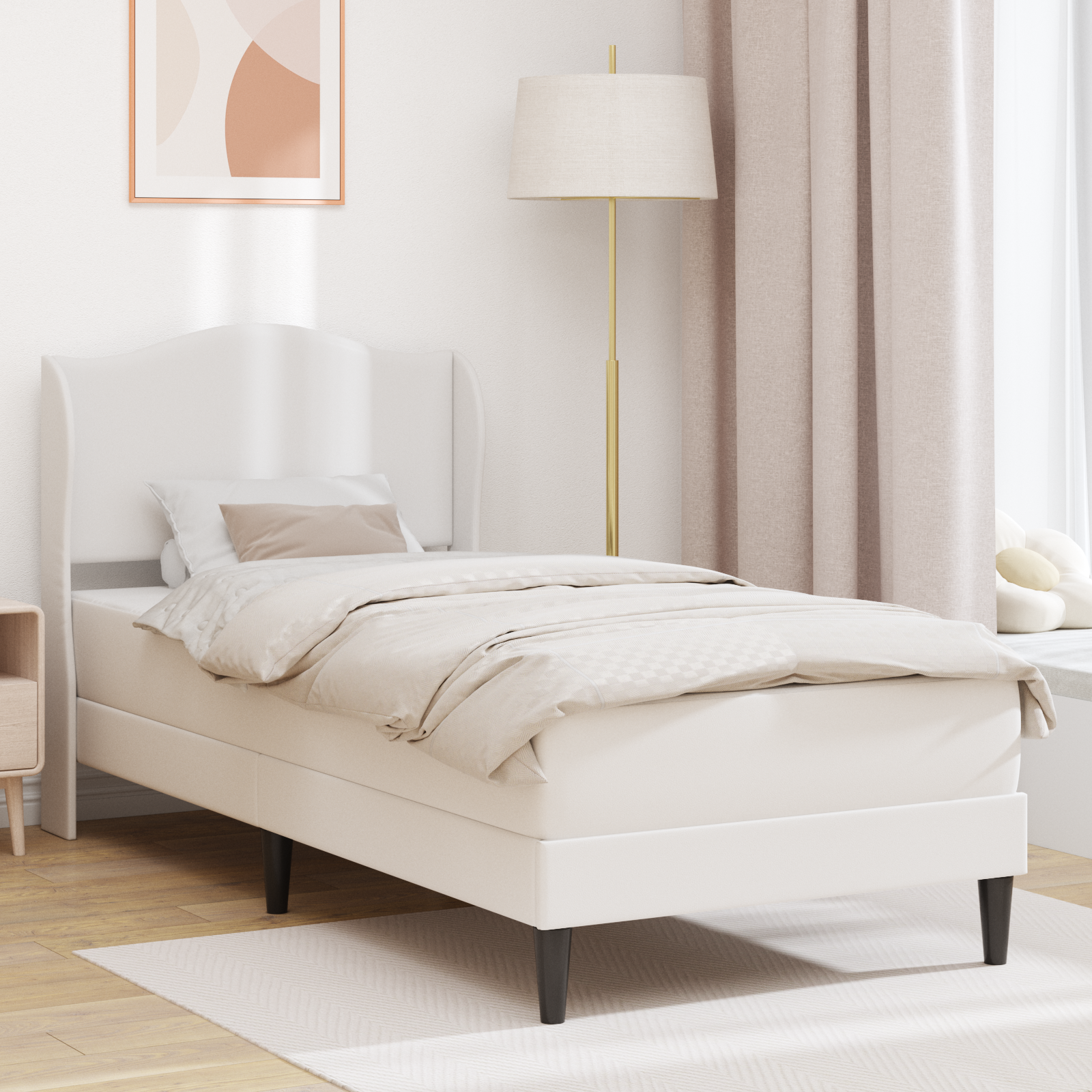 Sängram med huvudgavel Vit 80 x 200 cm Konstläder