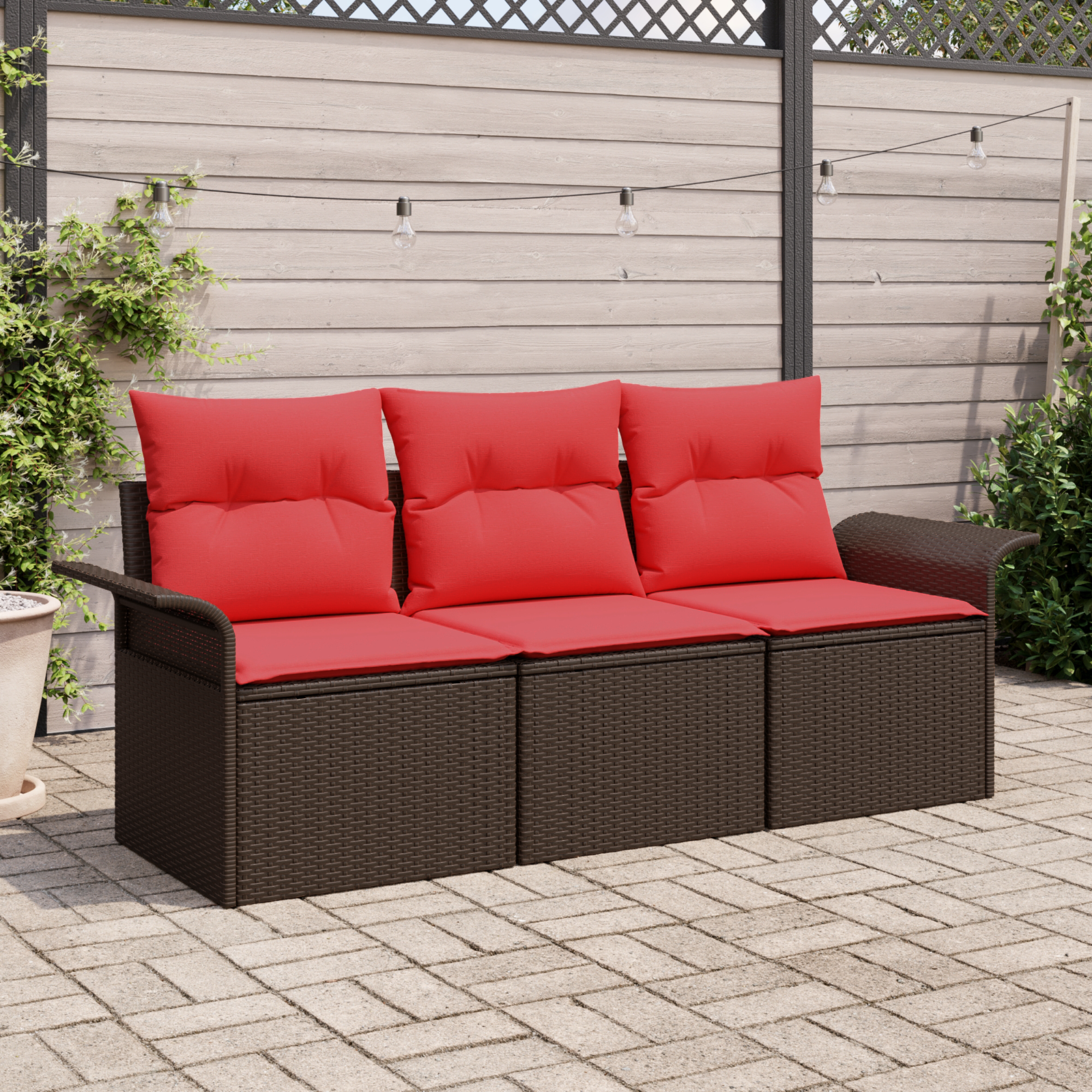 Soffset 3 st 3-Antal sittplatser Brun och Röd konstrotting
