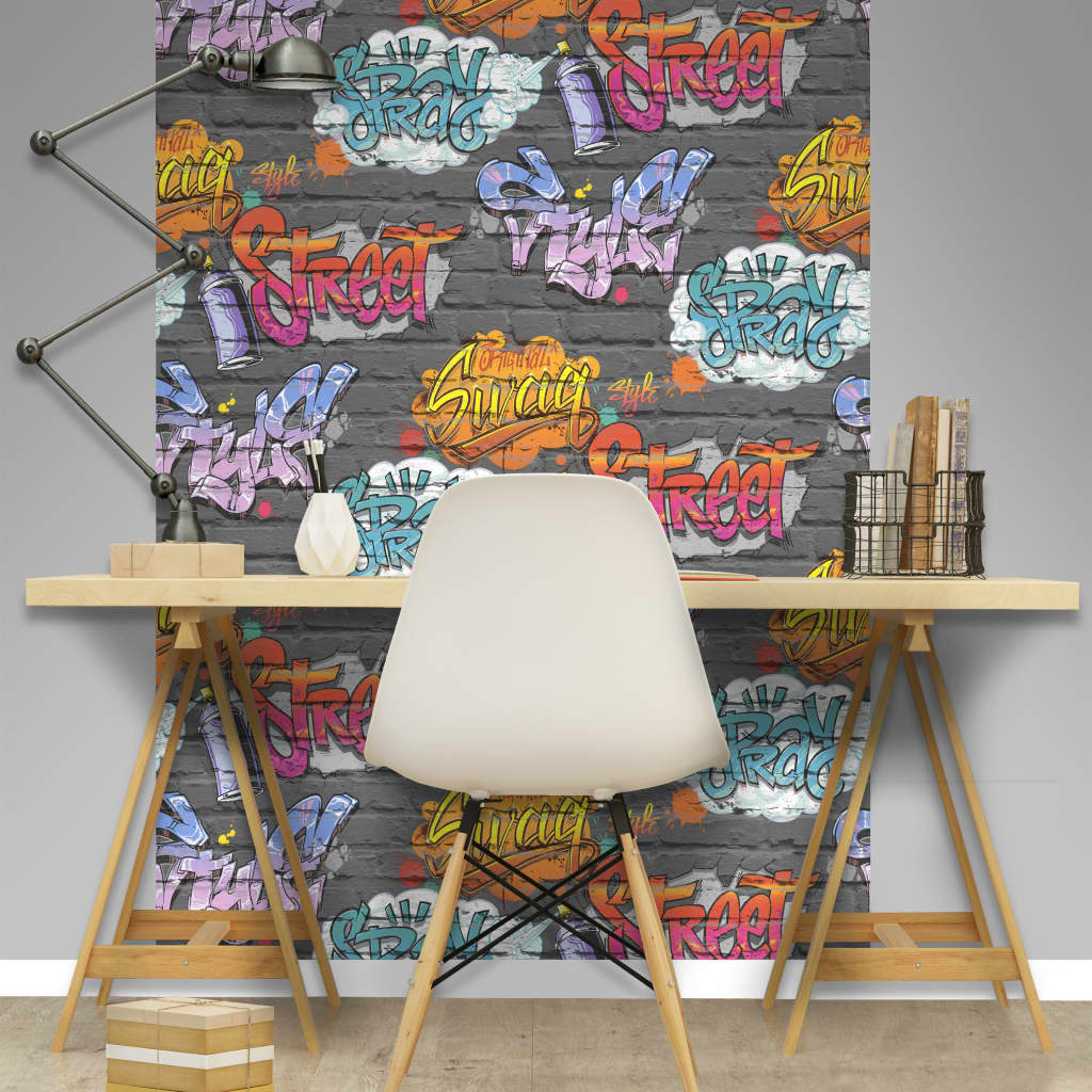 DUTCH WALLCOVERINGS Tapet graffiti flerfärgad L179-01