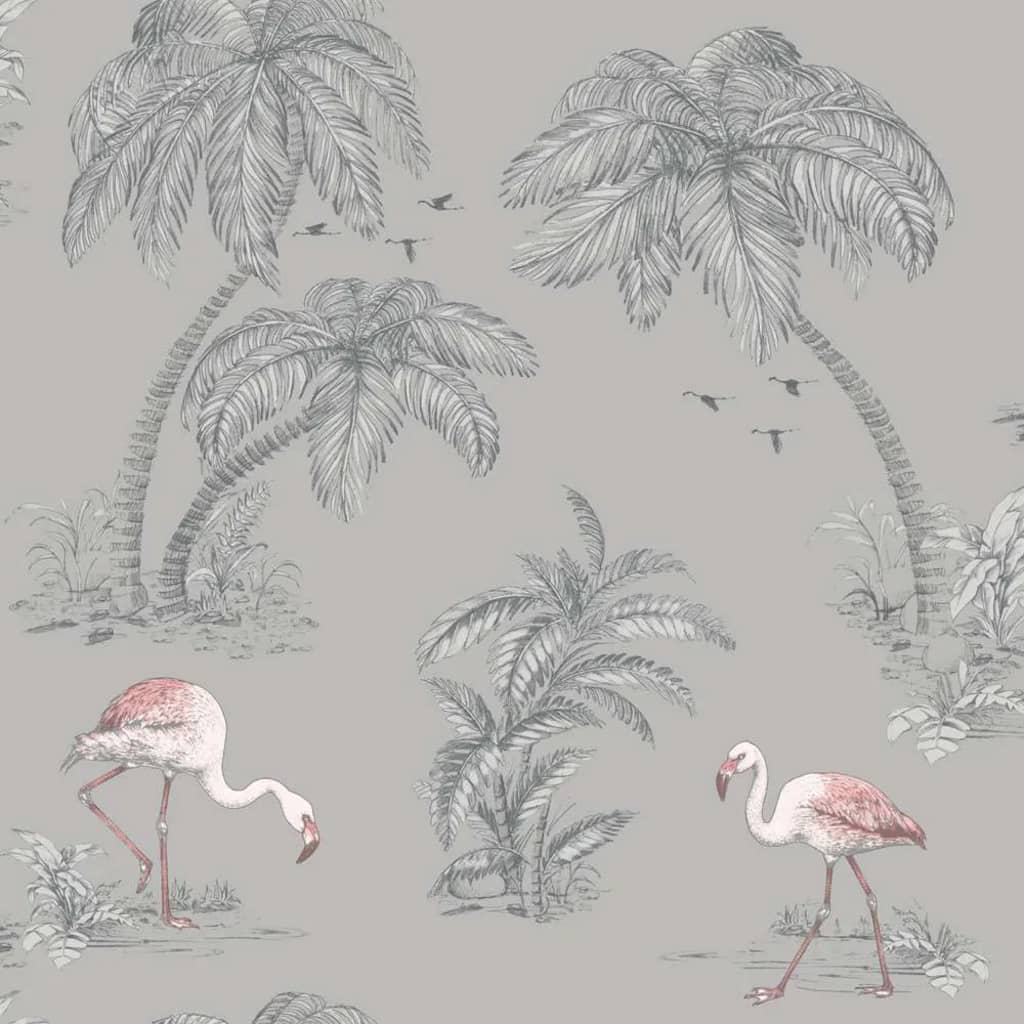 DUTCH WALLCOVERINGS Tapet flamingo grå