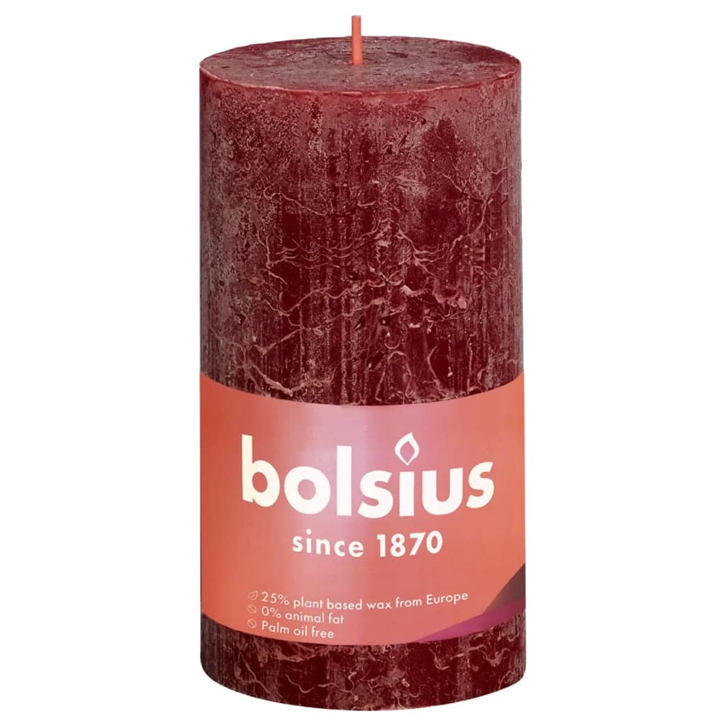 Bolsius Rustika blockljus 4-pack 130x68 mm sammetsröd