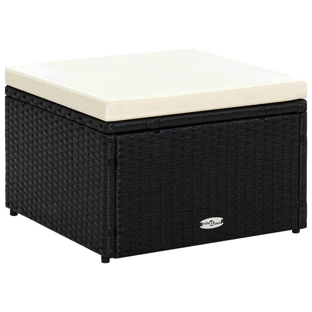 Fotpall ottoman 53x53x30 cm konstrotting svart