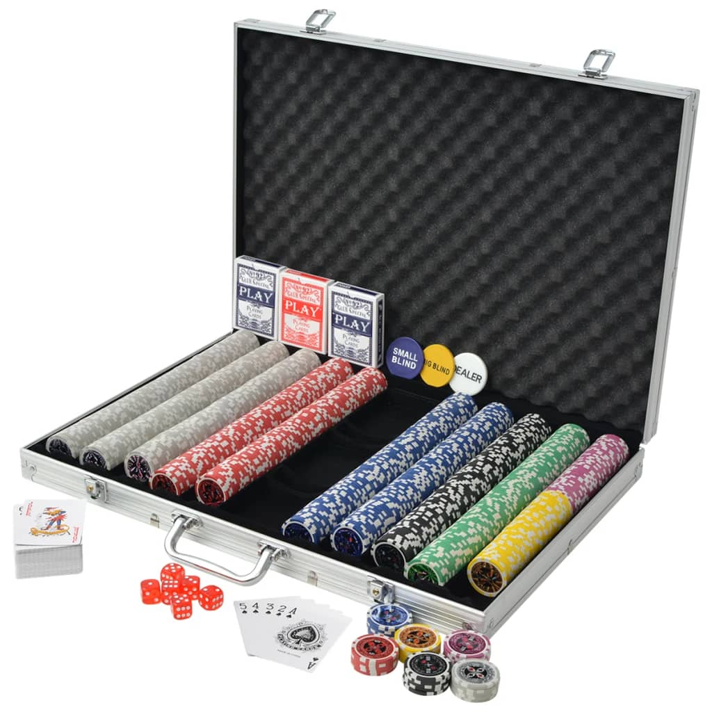 Pokerset med 1000 laser-marker aluminium