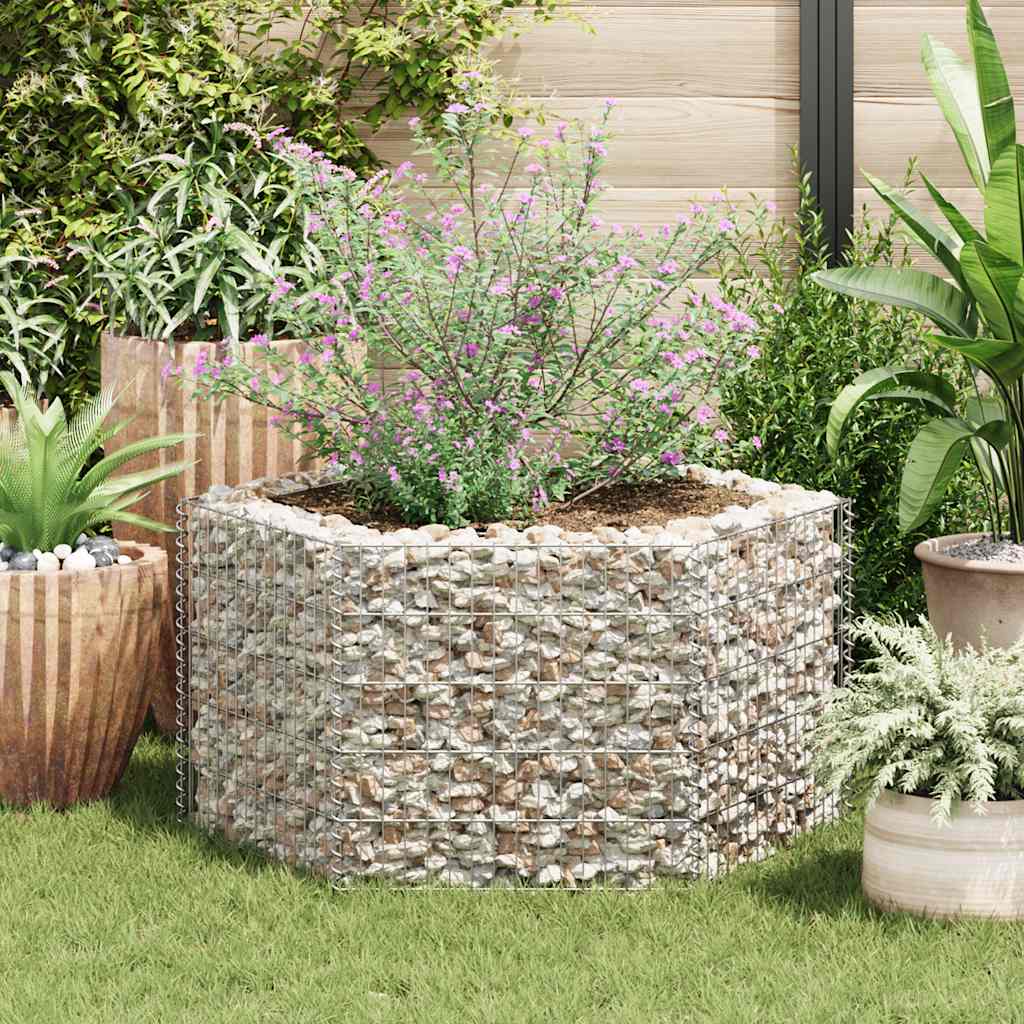 Hexagonal planteringsgabion upphöjd 100x90x50 cm