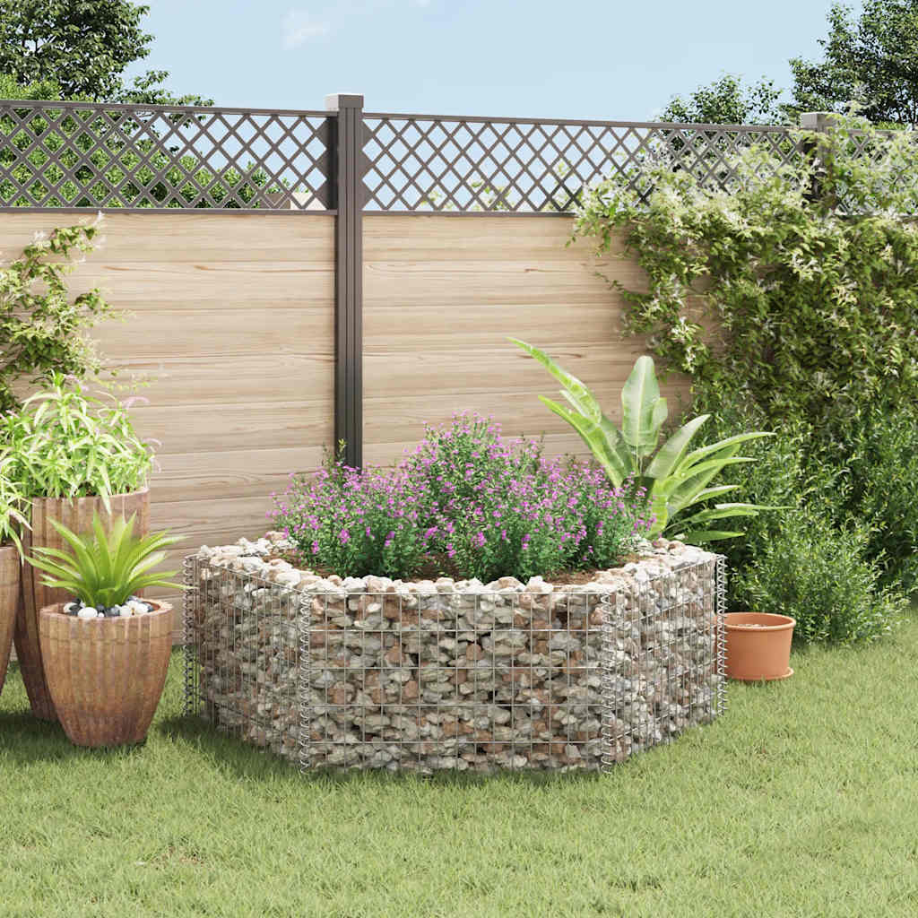 Hexagonal planteringsgabion upphöjd 160x140x50 cm