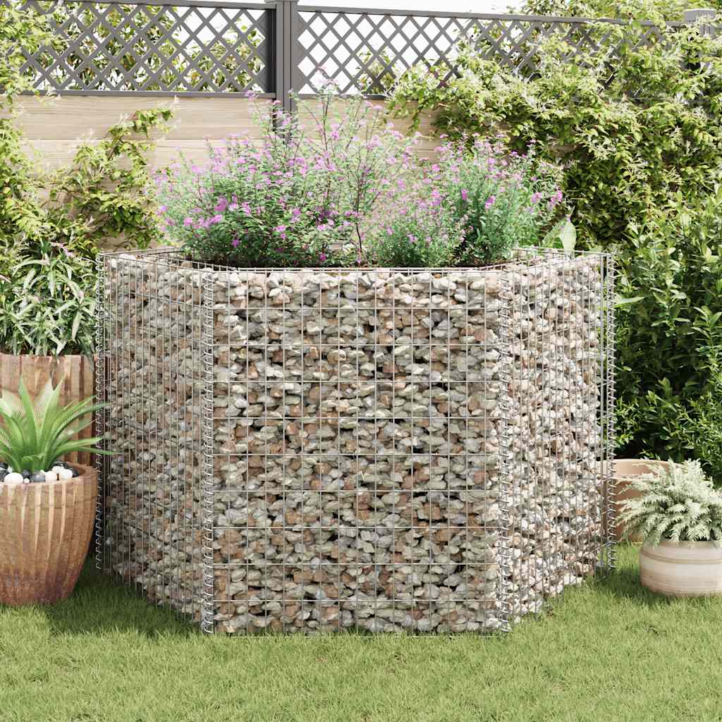 Hexagonal planteringsgabion upphöjd 160x140x100 cm