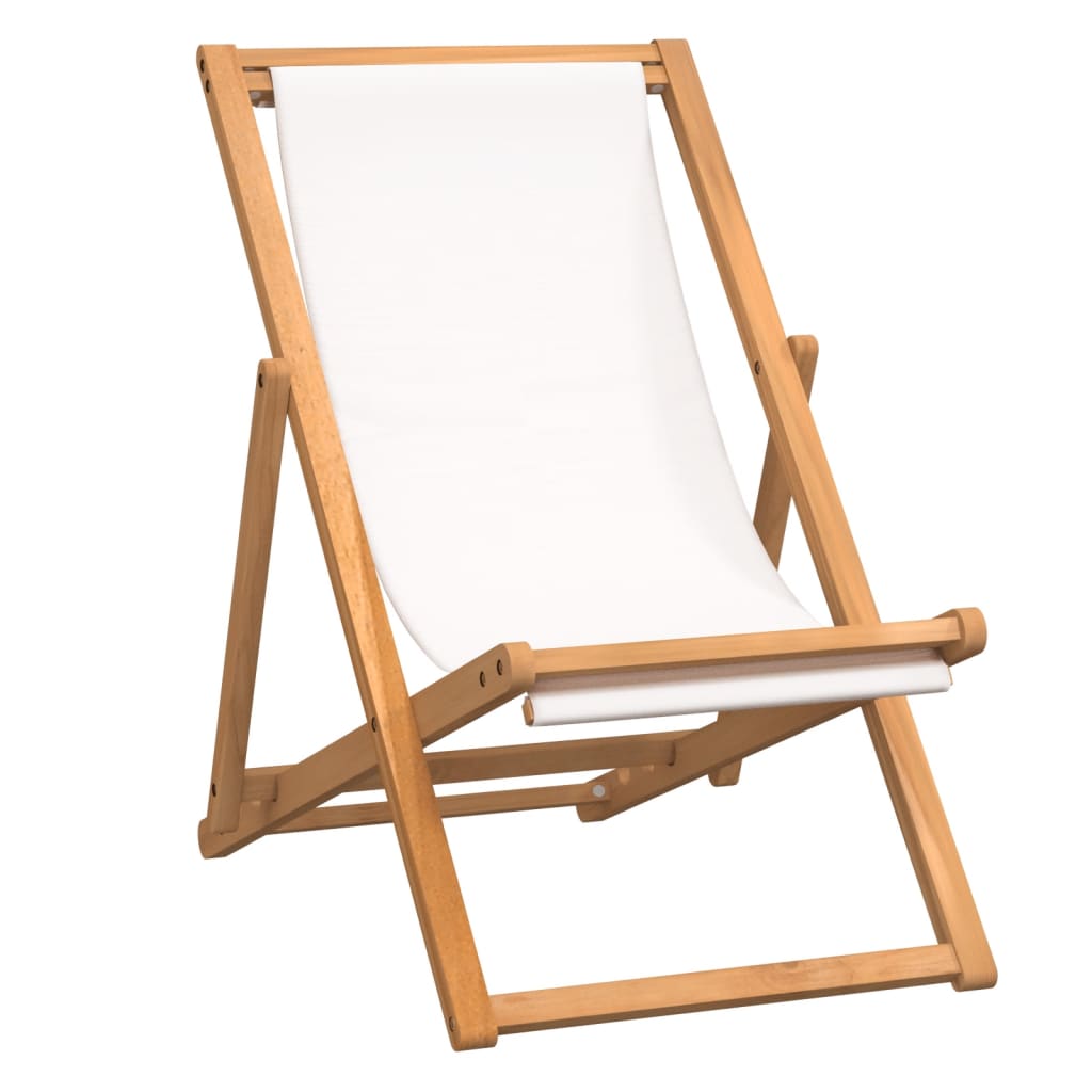 Strandstol teakträ 56x105x96 cm gräddvit