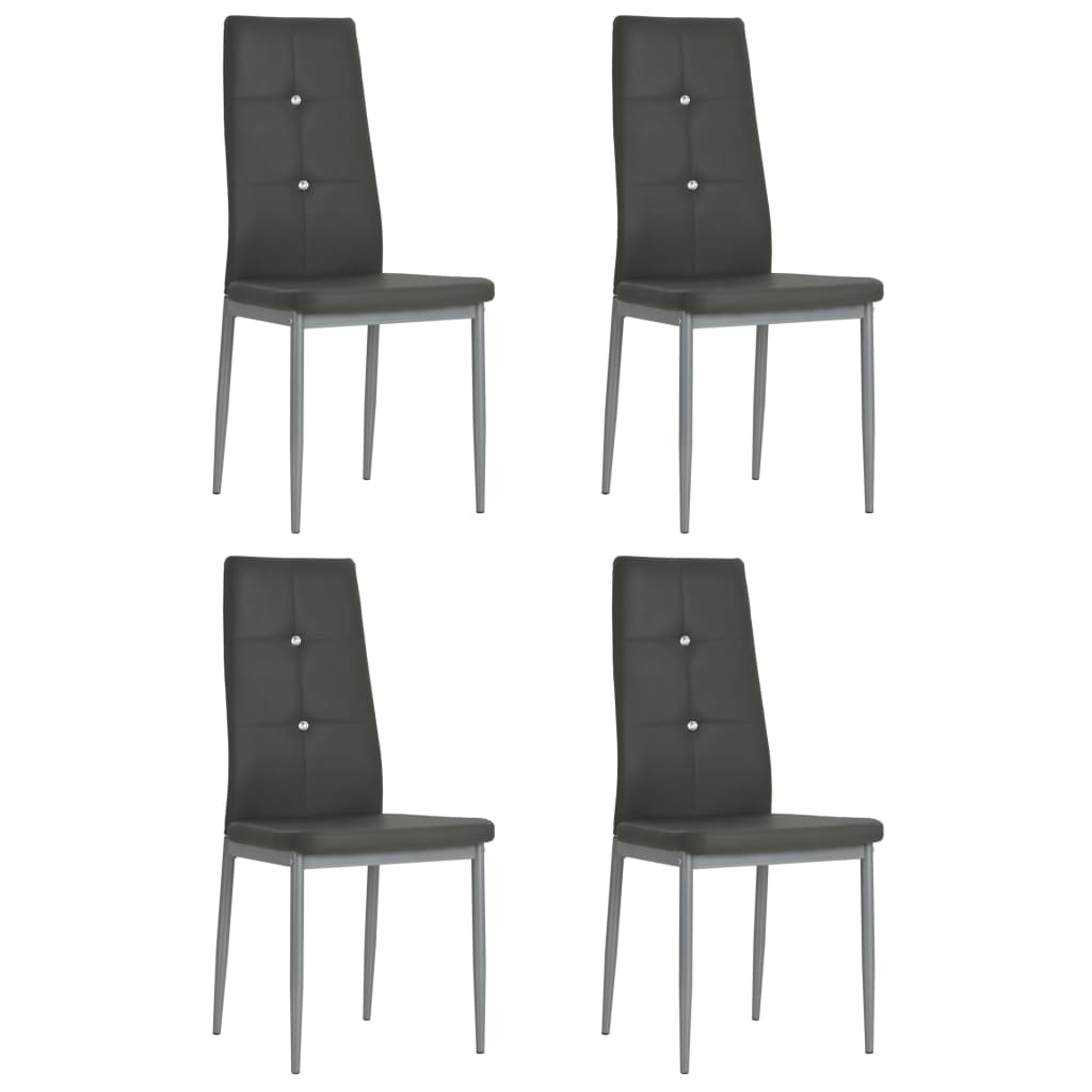 Matstolar 4 st grå konstläder