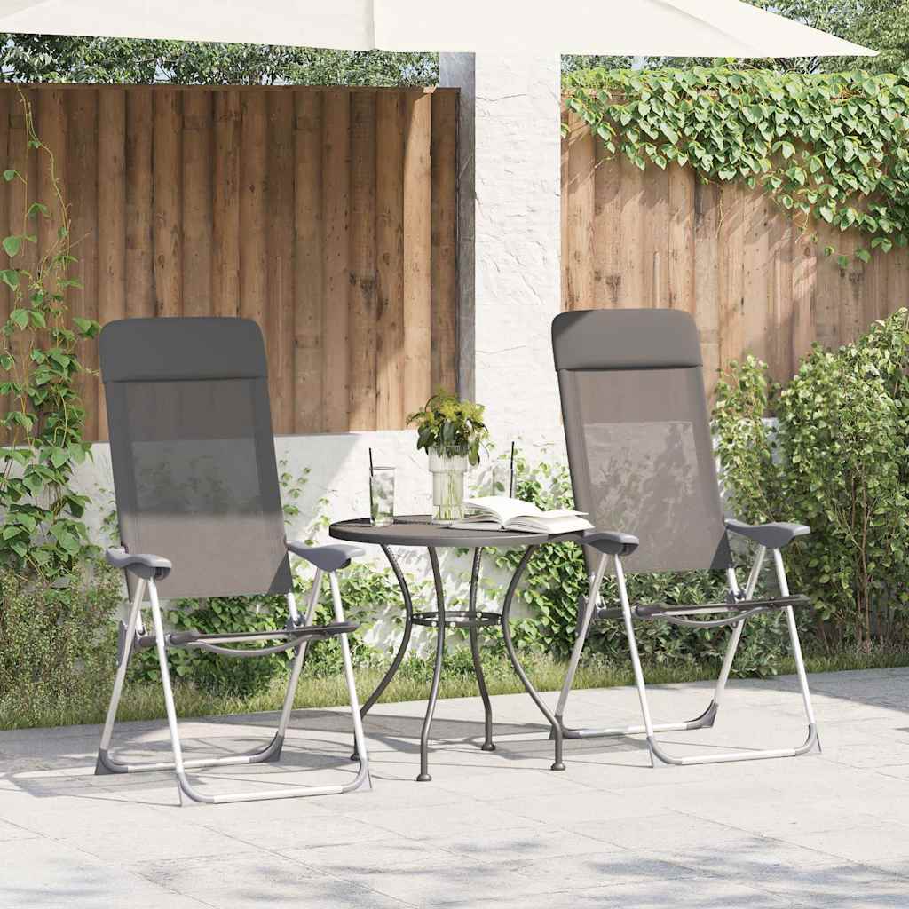 Hopfällbara campingstolar 4 st aluminium grå