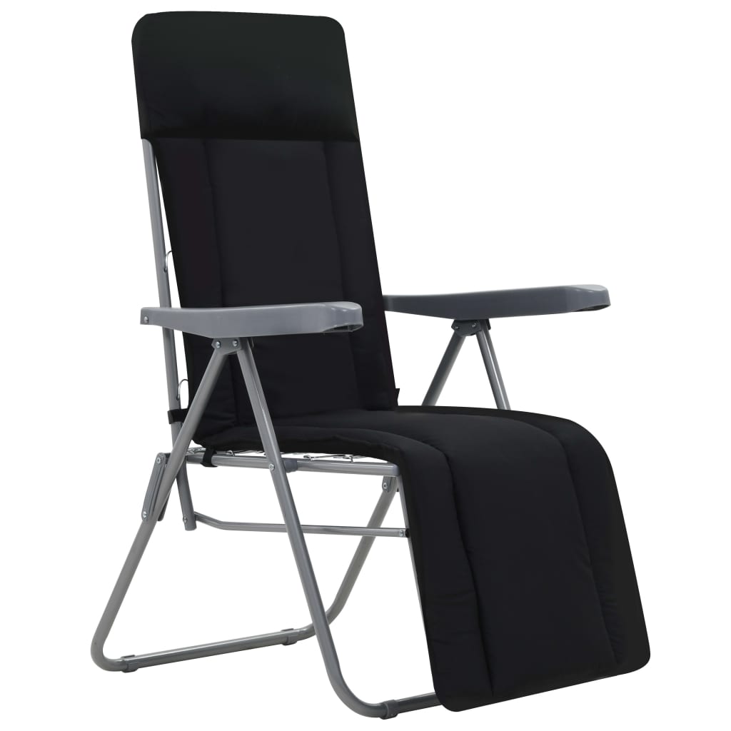 Hopfällbara stolar med dynor 2 st svarta