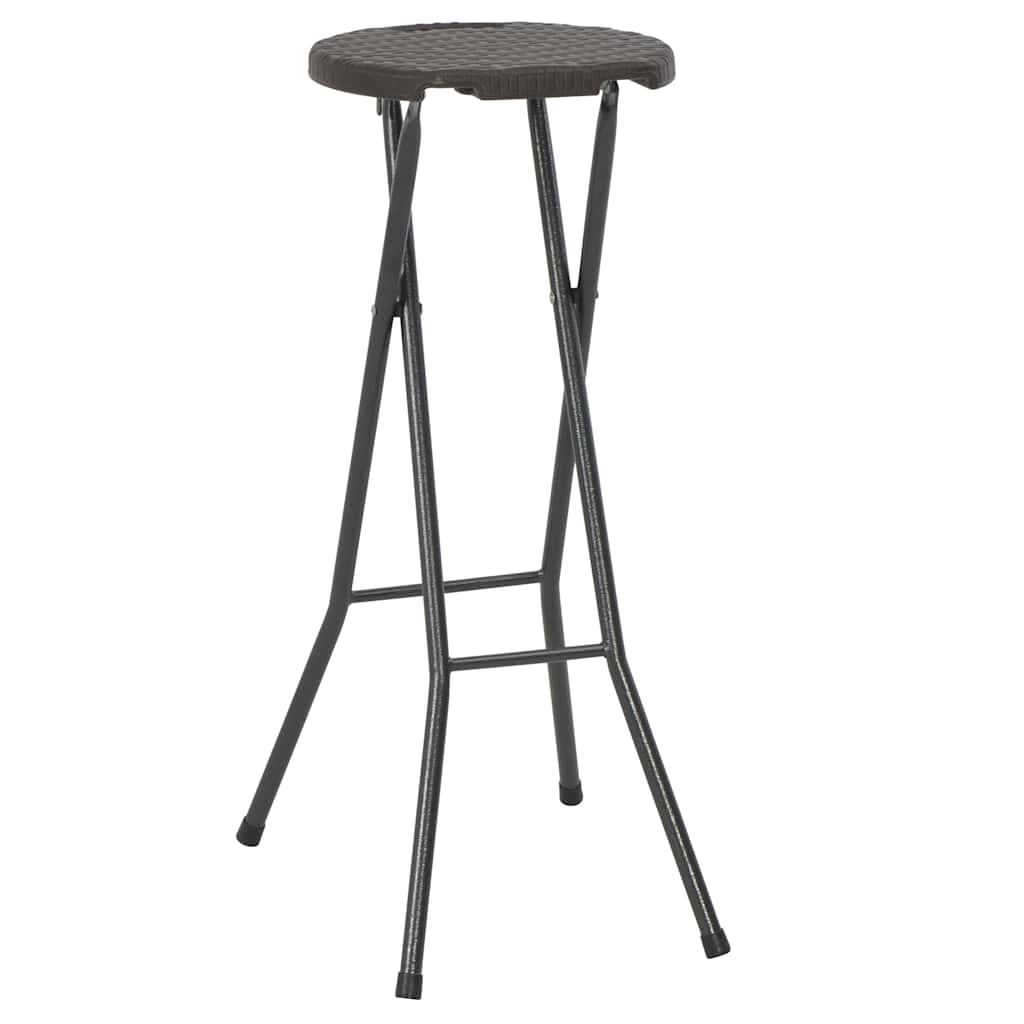 Hopfällbara barstolar 2 st HDPE och stål konstrotting brun