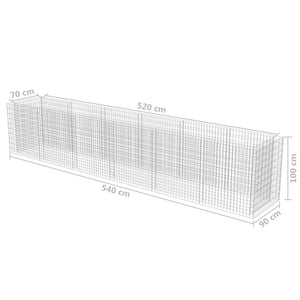 Planteringsgabion upphöjd galvaniserat stål 540x90x100 cm
