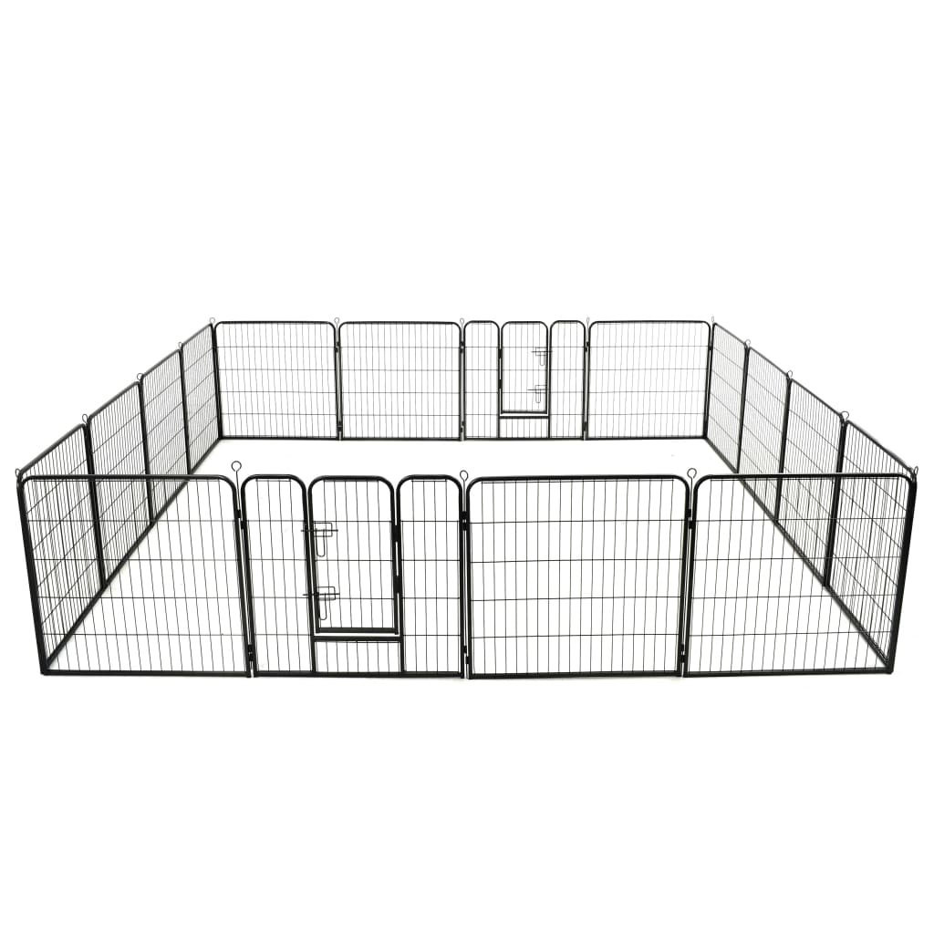 Hundhage 16 paneler stål 80x80 cm svart