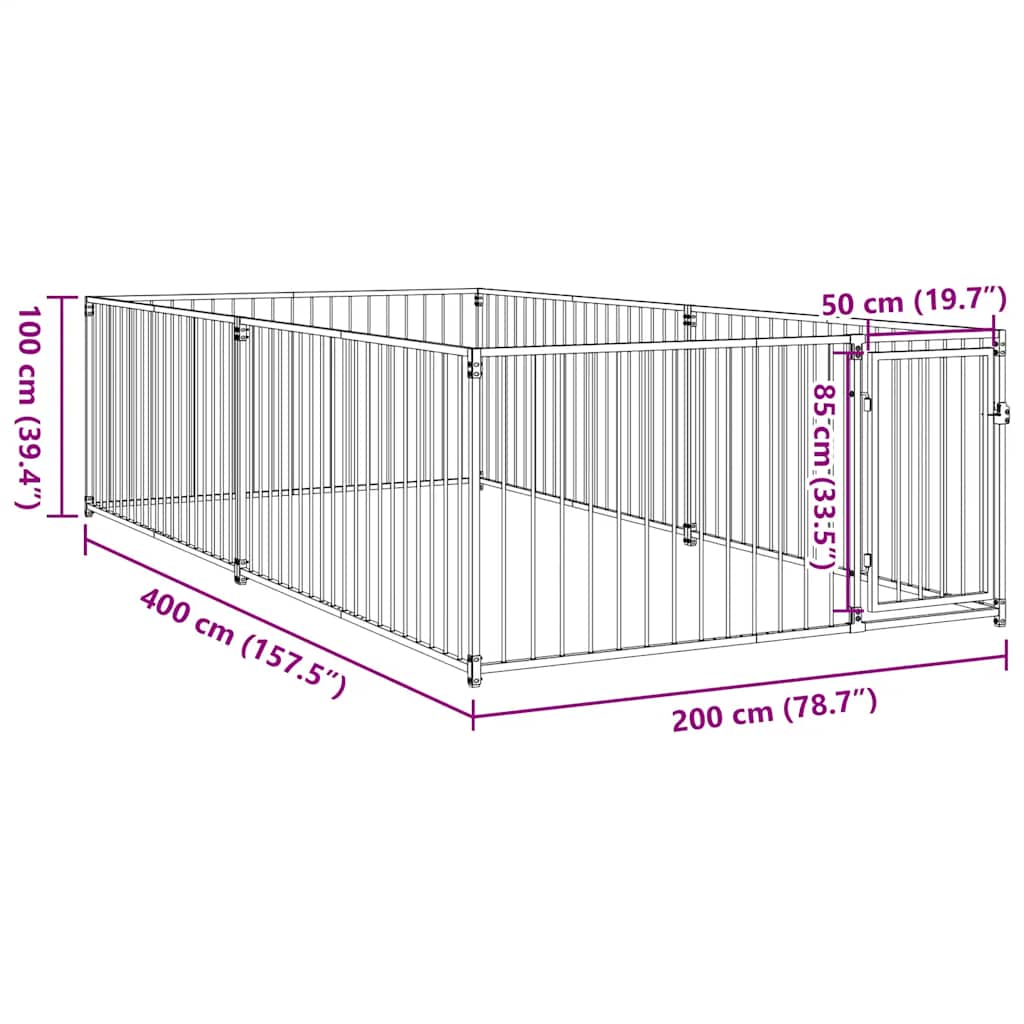 Hundgård för utomhusbruk 200x400x100 cm