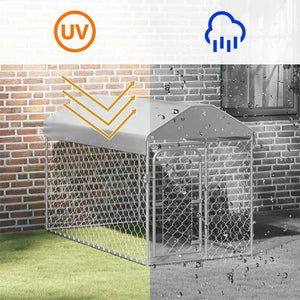 Hundgård med tak för utomhusbruk 200x100x125 cm