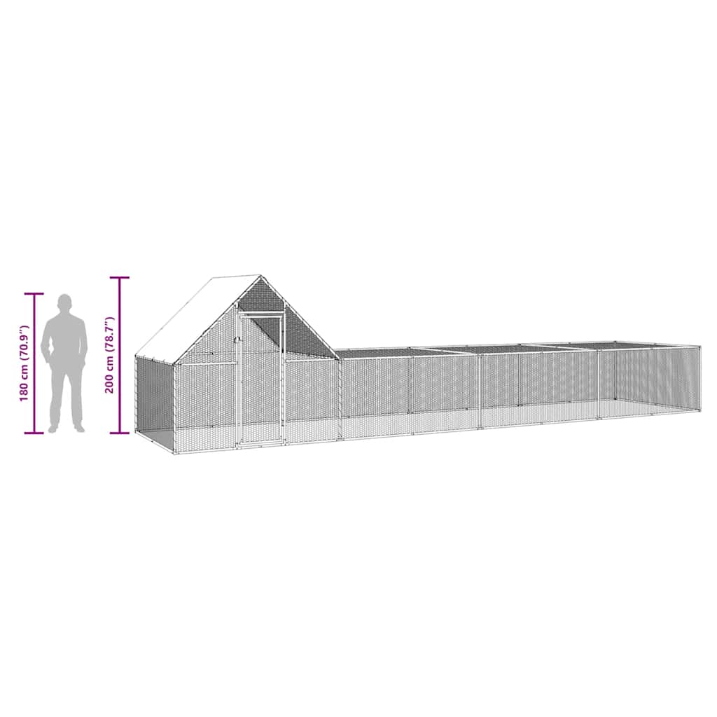 Hönsbur 8x2x2 m galvaniserat stål