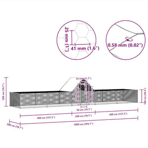 Hönsbur 10x2x2 m galvaniserat stål