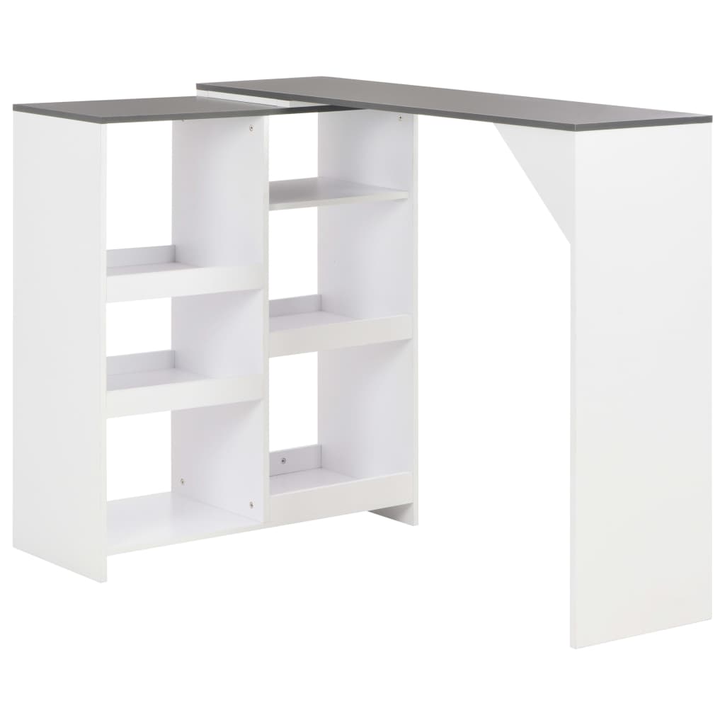 Barbord med flyttbar hylla vit 138x39x110 cm