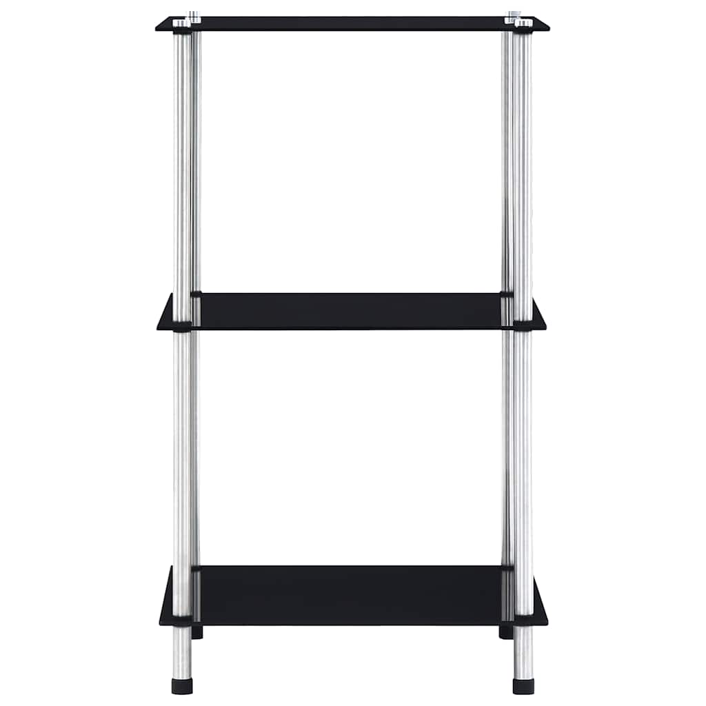Hylla 3 hyllplan svart 40x40x67 cm härdat glas