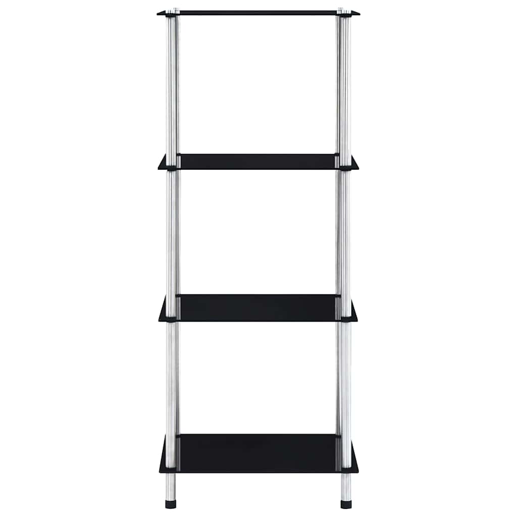 Hylla 4 hyllplan svart 40x40x100 cm härdat glas