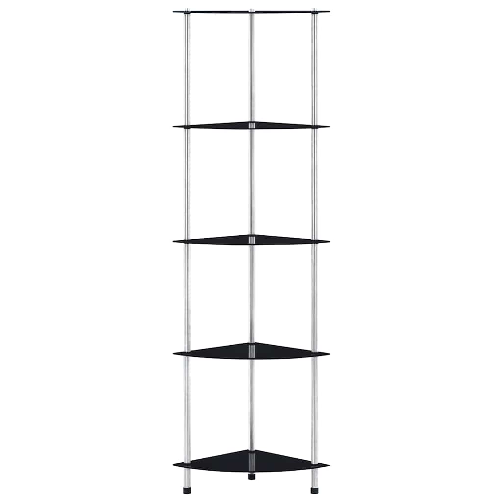 Hylla 5 hyllplan svart 30x30x130 cm härdat glas