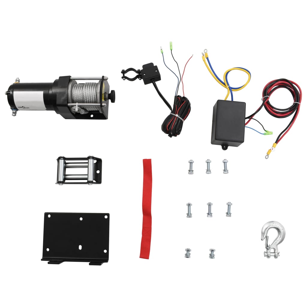 vidXL Elektrisk vinsch 12 V 1360 kg med monteringsplatta