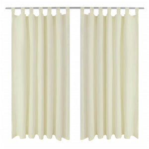 2-pack gardiner med öglor i gräddvit microsatin 140 x 245 cm