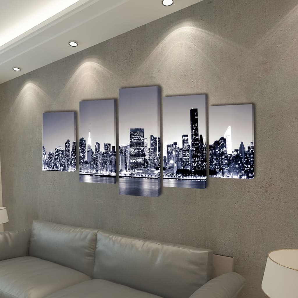 Uppsättning väggbonader på duk: New York Skyline 100 x 50 cm