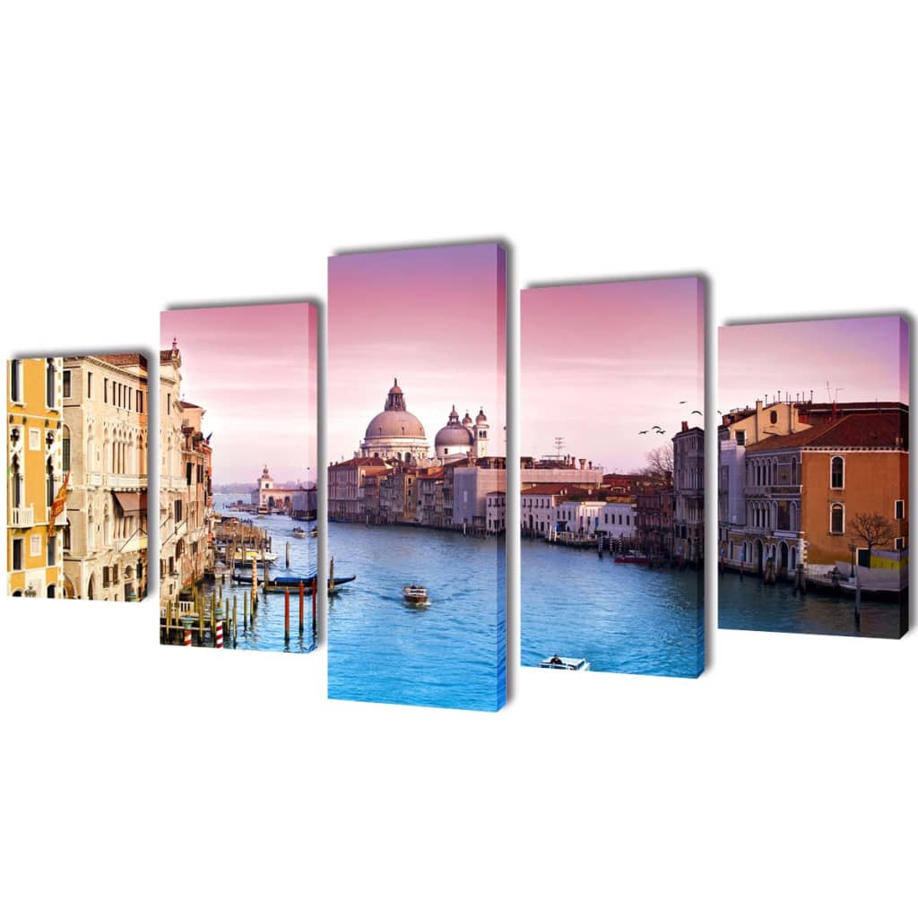 Canvastavlor set om 5 Venedig 200 x 100 cm