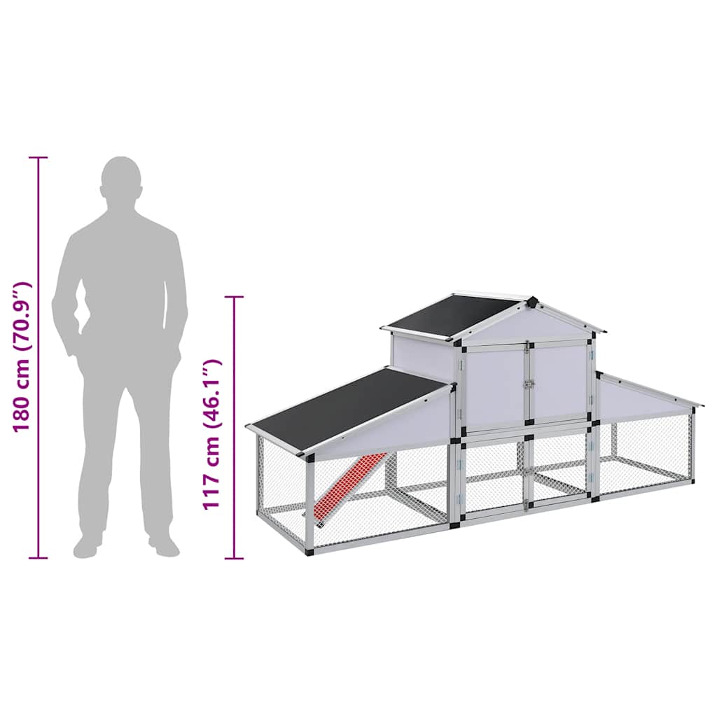 Hönshus i aluminium med uteplats och värprede aluminium
