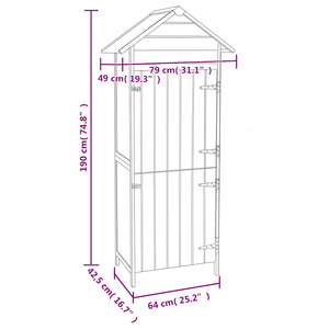Trädgårdsskåp 42,5x64x190 cm brun