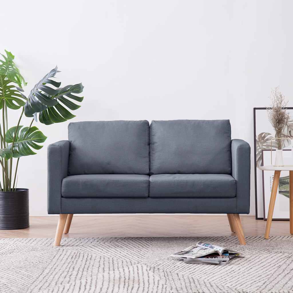 Soffa 2-sits tyg mörkgrå