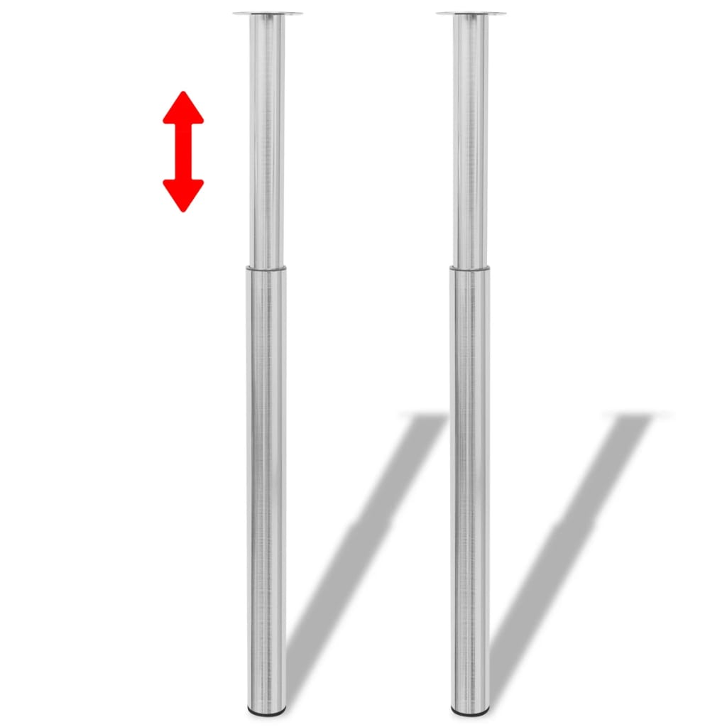 2 Teleskopiska bordsben i borstad nickel 710 mm-1100 mm