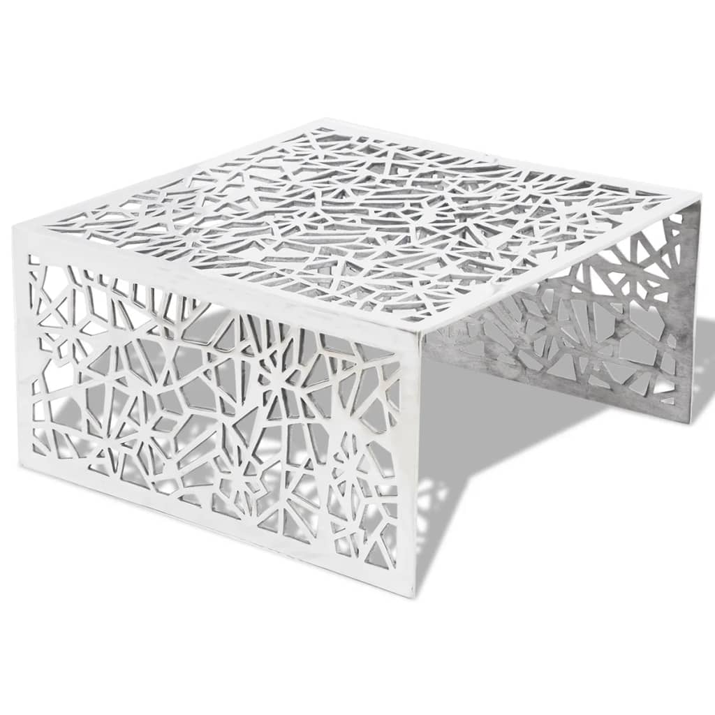 Soffbord geometrisk design aluminium silver