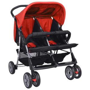 Tvillingvagn stål röd och svart