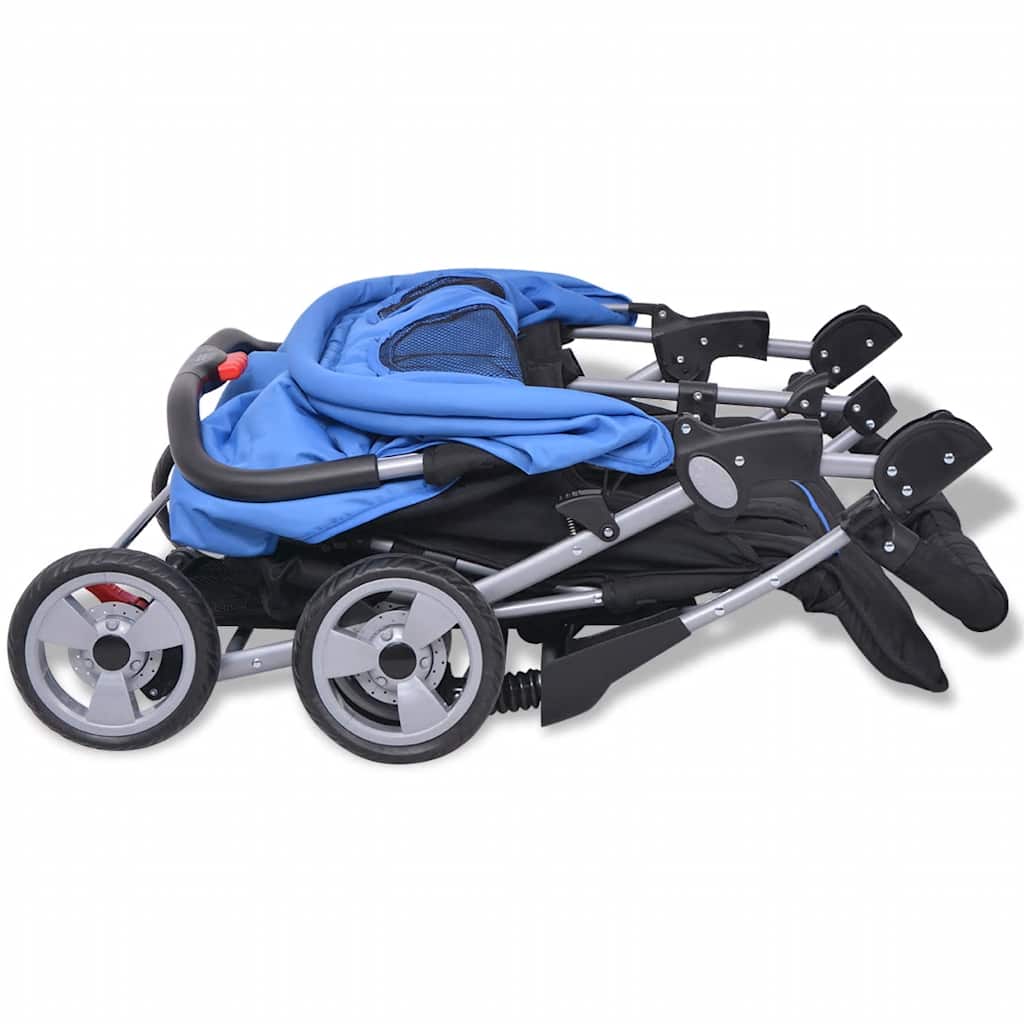 Tvillingvagn stål blå och svart