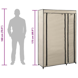 Resegarderob gräddvit 110x45x175 cm tyg