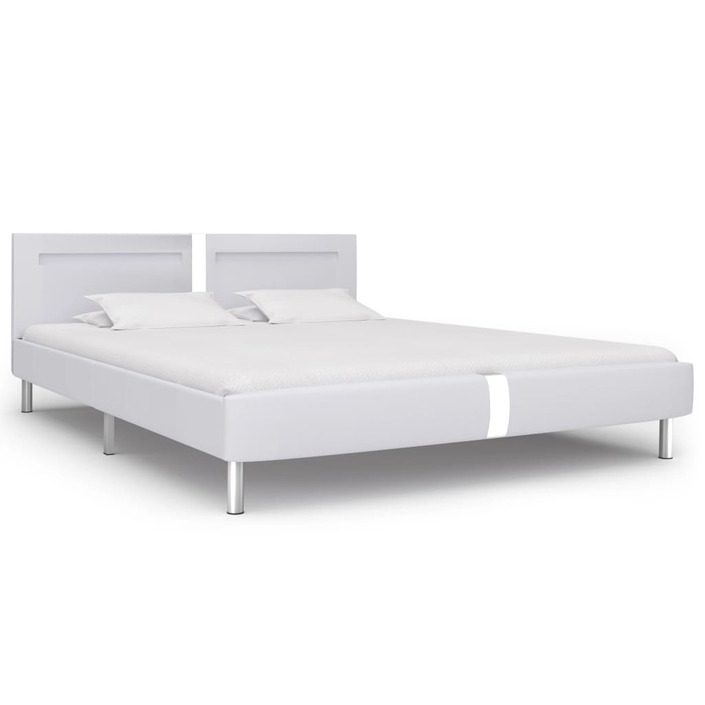 Sängram med LEDs utan madrass vit 180x200 cm