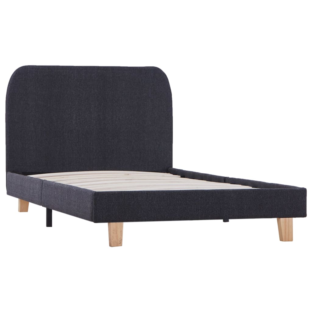 Sängram utan madrass mörkgrå tyg 90x200 cm