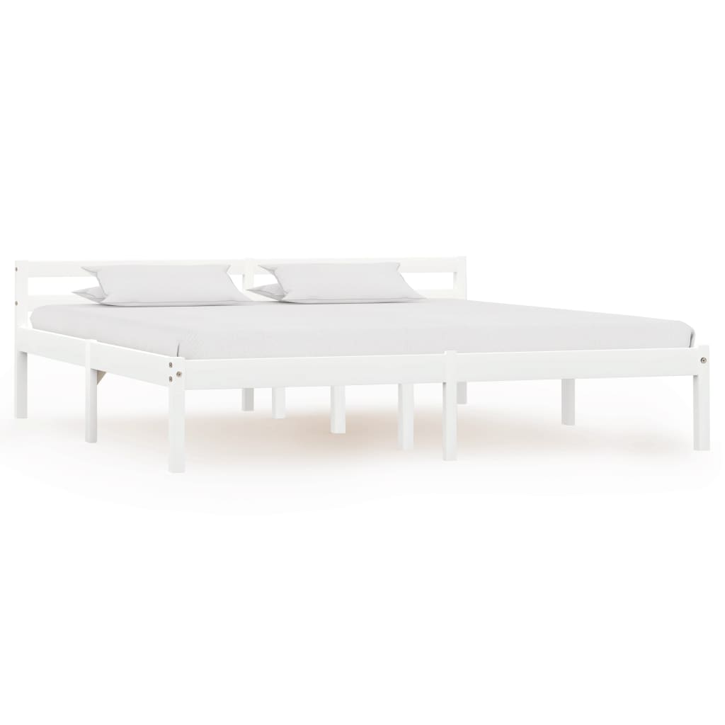 Sängram utan madrass vit massiv furu 160x200 cm
