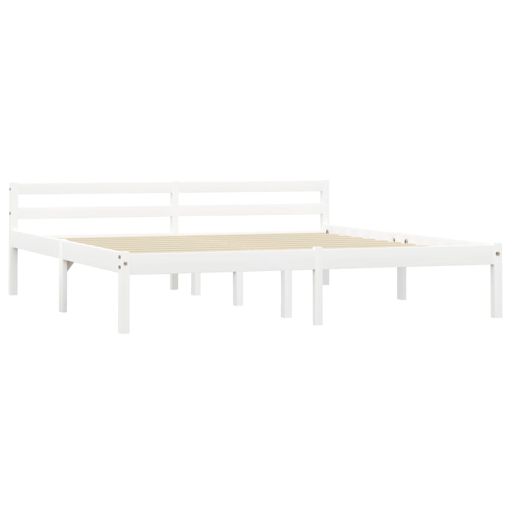 Sängram utan madrass vit massiv furu 160x200 cm