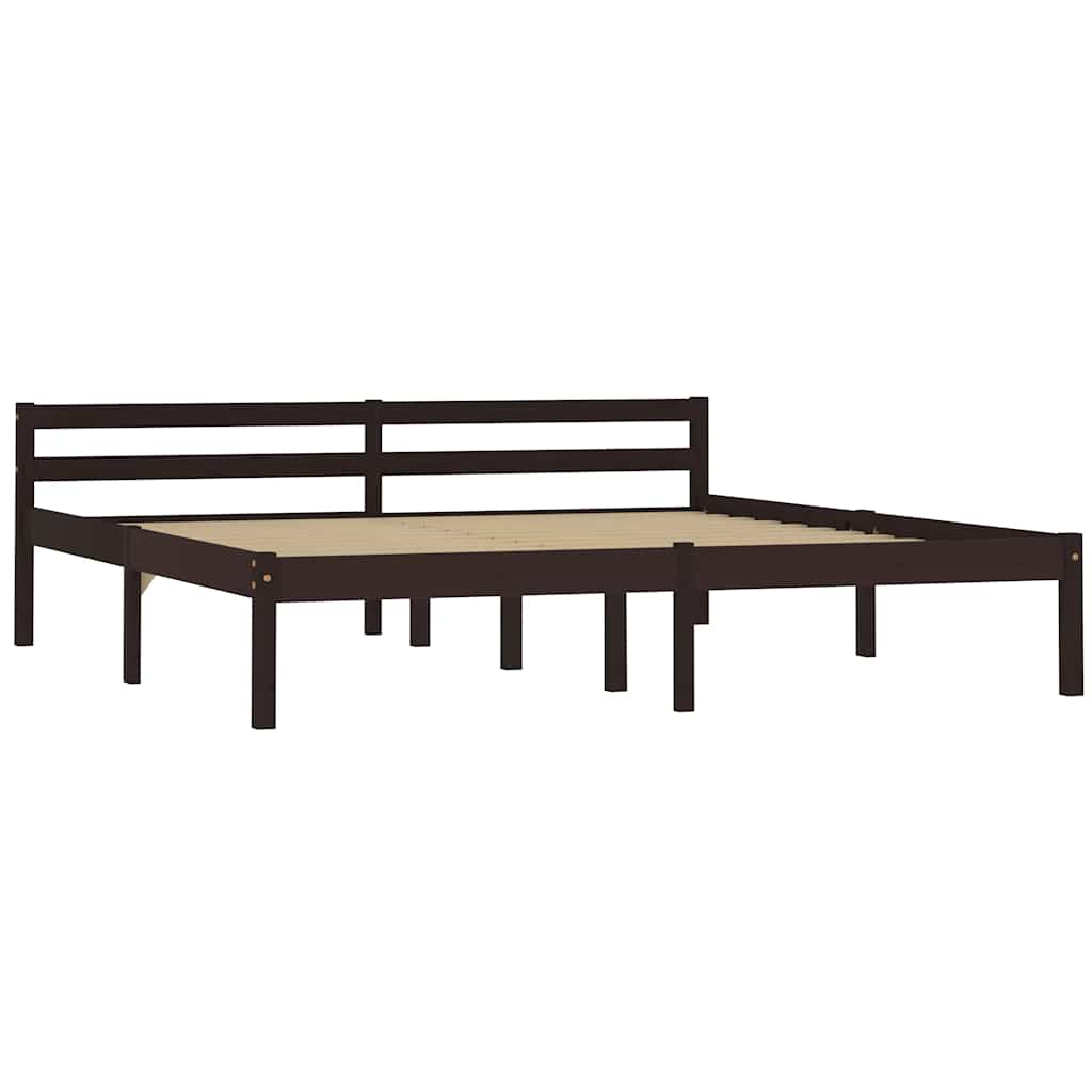 Sängram utan madrass mörkbrun massiv furu 160x200 cm