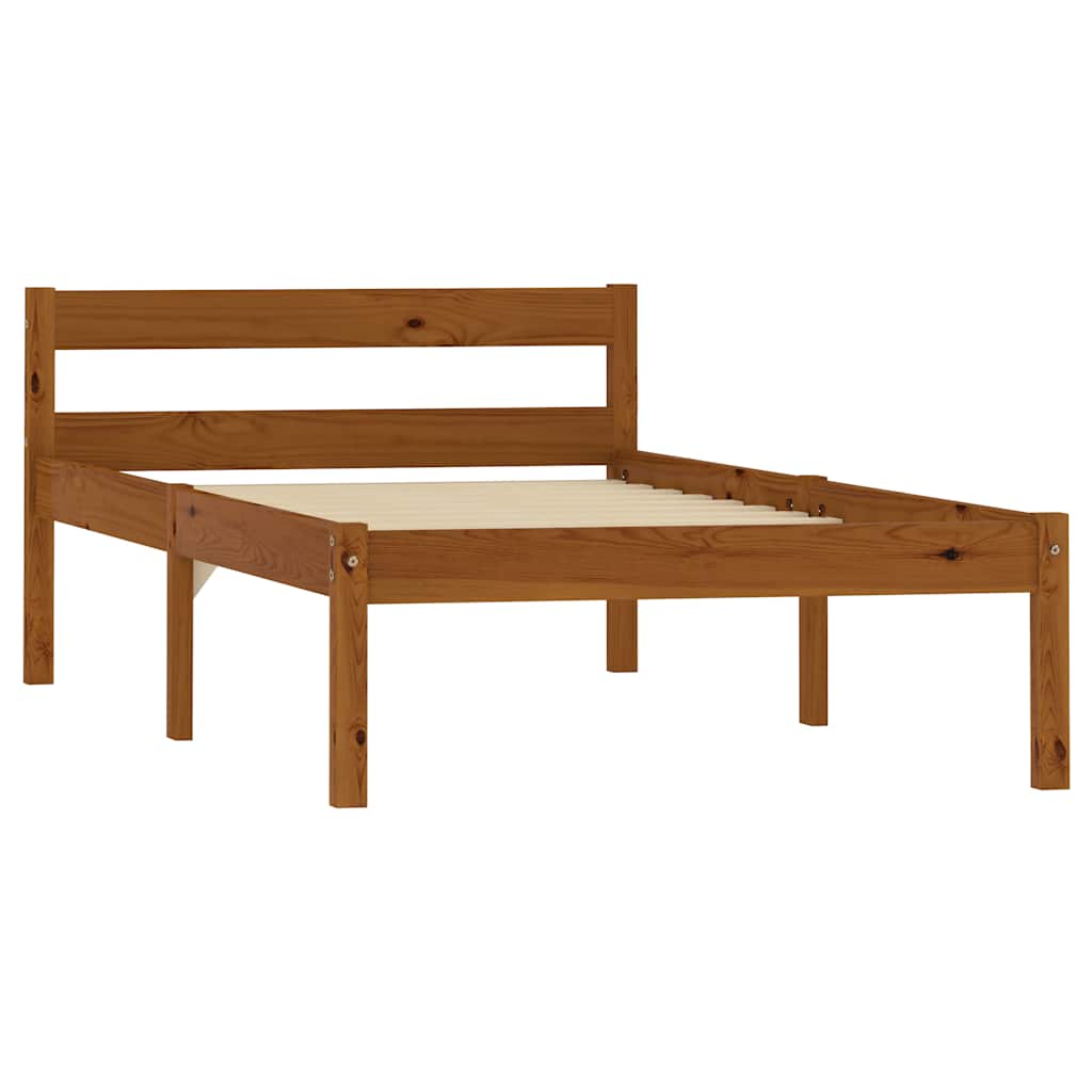Sängram utan madrass honungsbrun massiv furu 100x200 cm