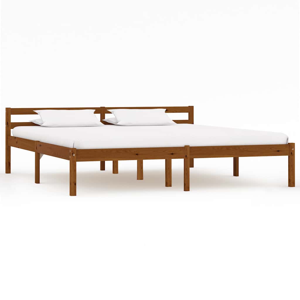 Sängram utan madrass honungsbrun massiv furu 160x200 cm