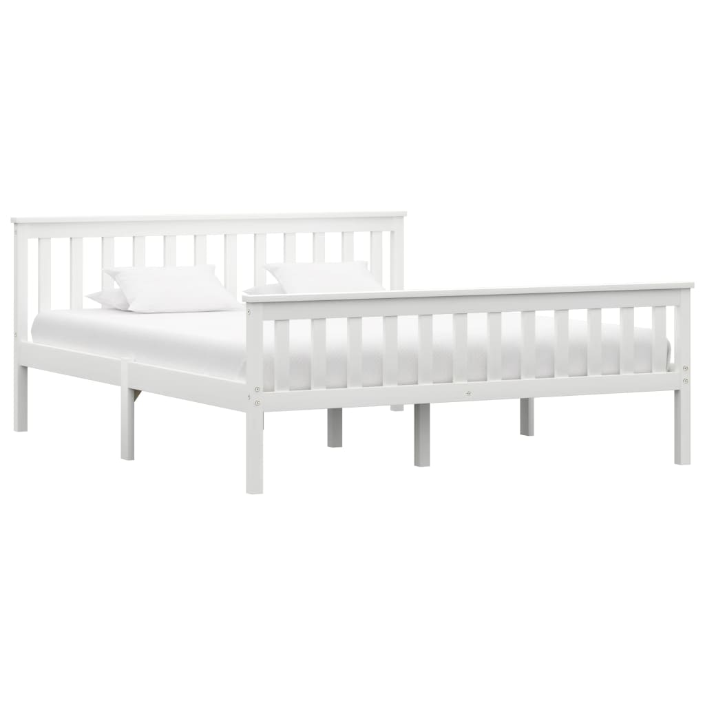 Sängram utan madrass vit massiv furu 160x200 cm