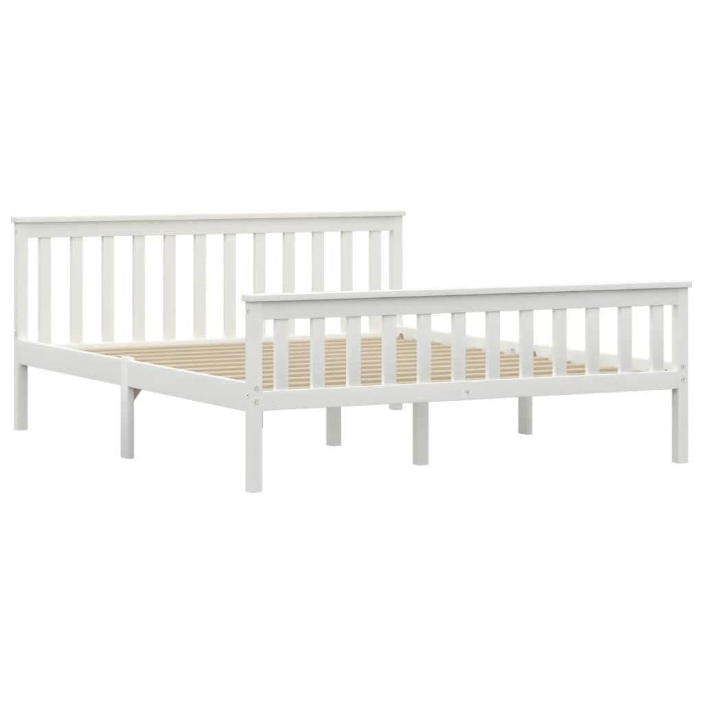 Sängram utan madrass vit massiv furu 160x200 cm