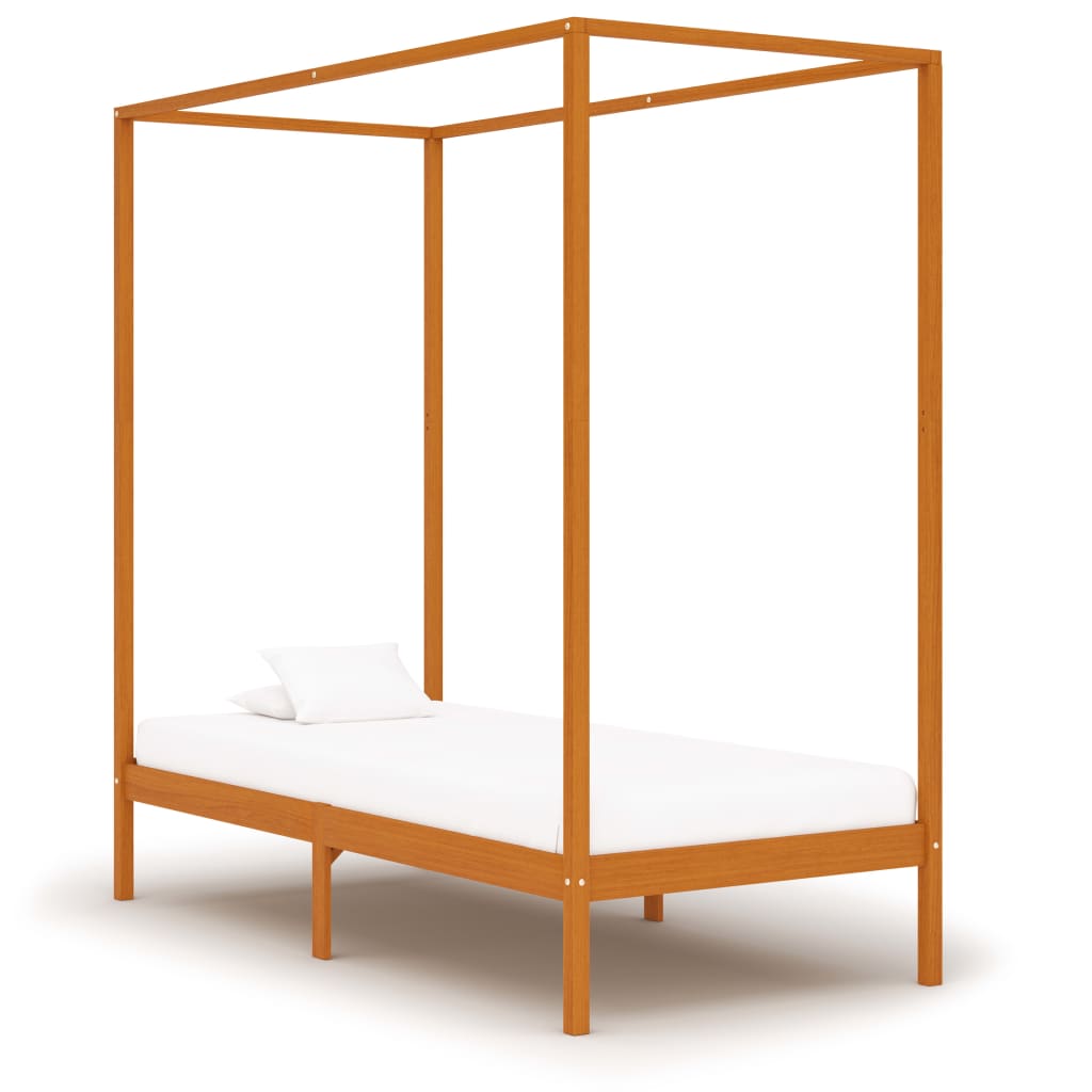 Sänghimmel utan madrass honungsbrun massivt trä 90x200 cm