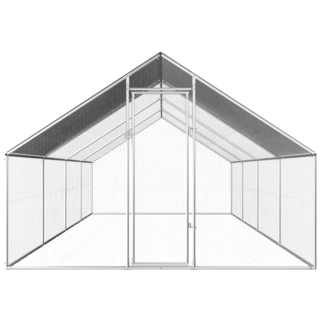 Hönsbur för utomhusbruk 2,75x8x1,92 m galvaniserat stål