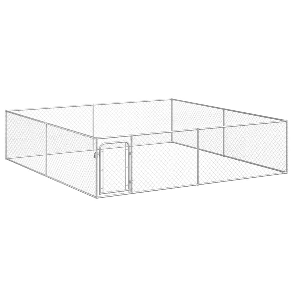 Hundgård för utomhusbruk galvaniserat stål 4x4x1 m
